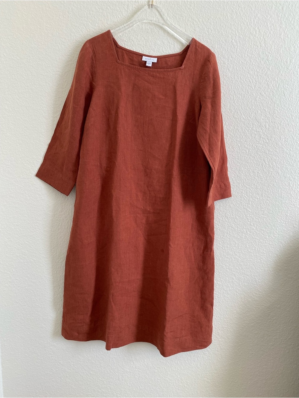 Pure Jill Linen Square-Neck Midi Dress